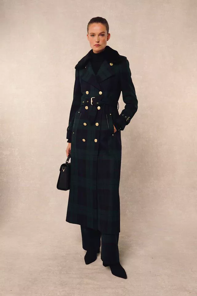 Marlborough Shearling Trench Coat (Blackwatch) – Holland Cooper ®