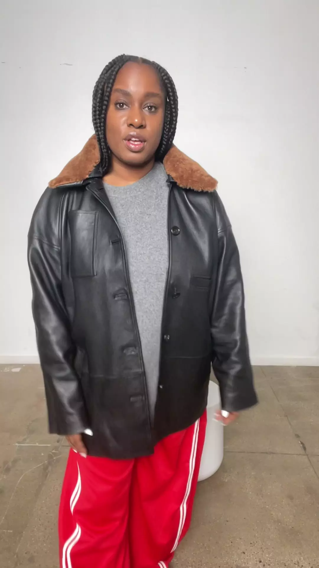 ashi 　IIROT Leather touch tech Coat Faux Leather Coat With Slanted Lines - Aleksandre Akhalkatsishvili