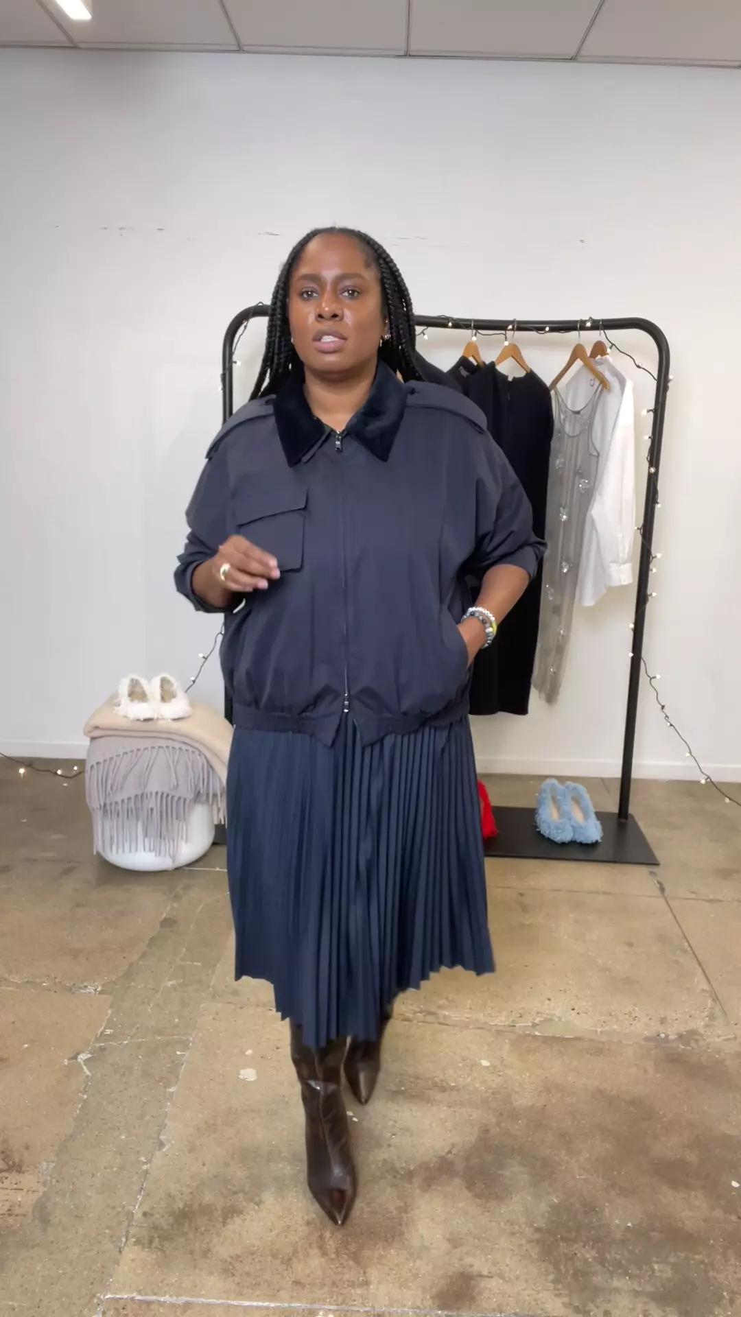 Bio Twill Bomber Jacket With Removable Corduroy Collar – Tibi Official