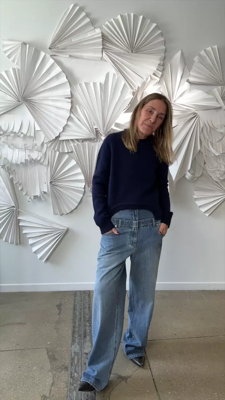 Classic Wash Denim Double Waisted Slouchy Carpenter Jean – Tibi