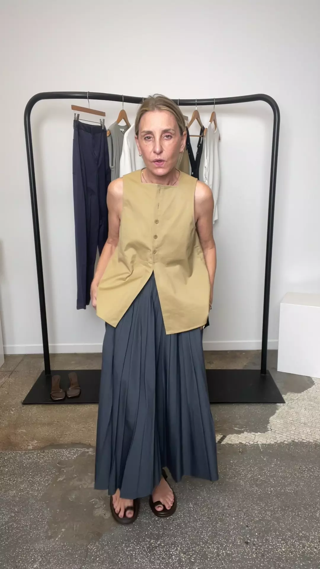 Chino Slit Front Sleeveless Top – Tibi Official